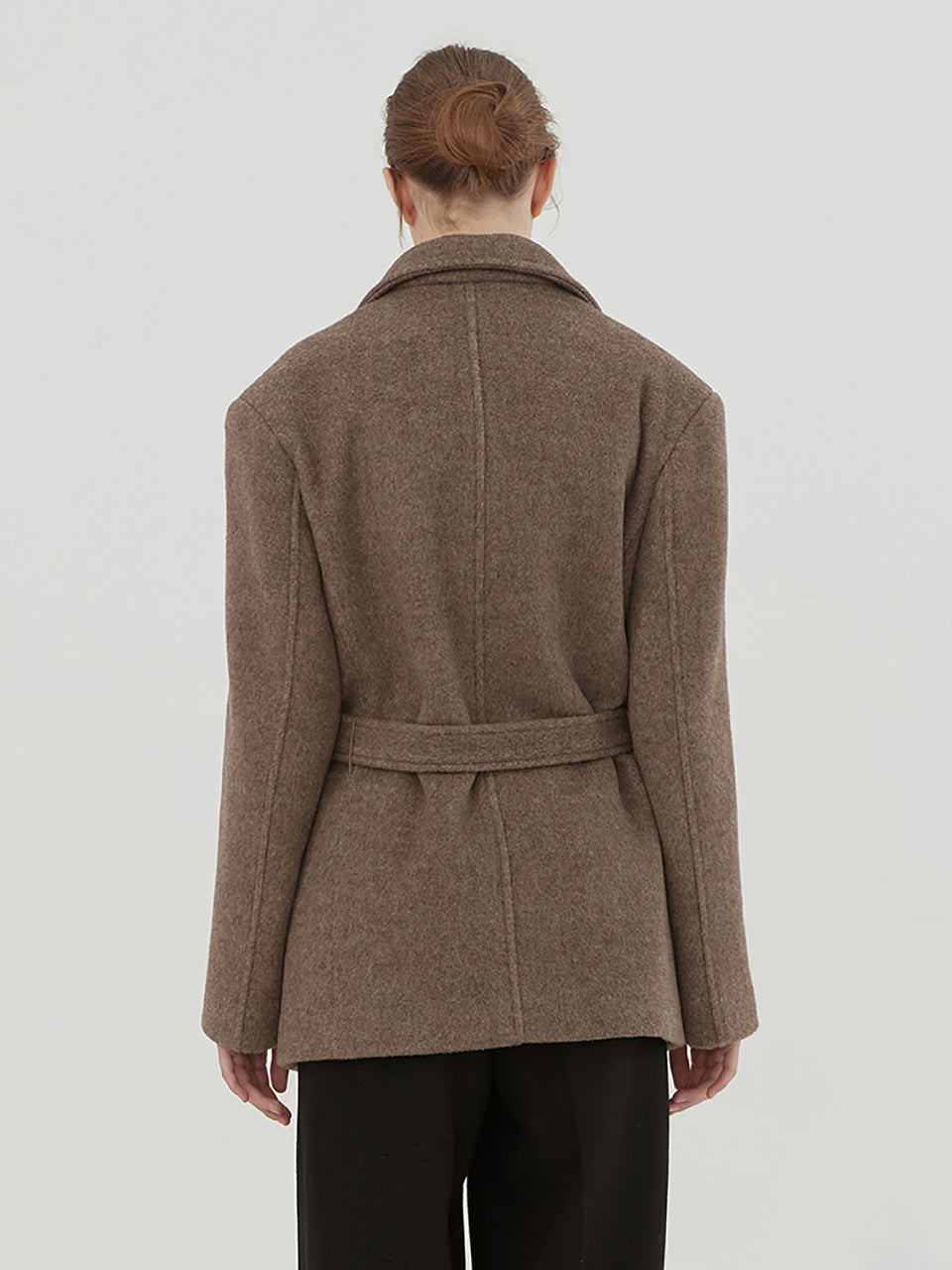 BELTED HALF COAT -BROWN