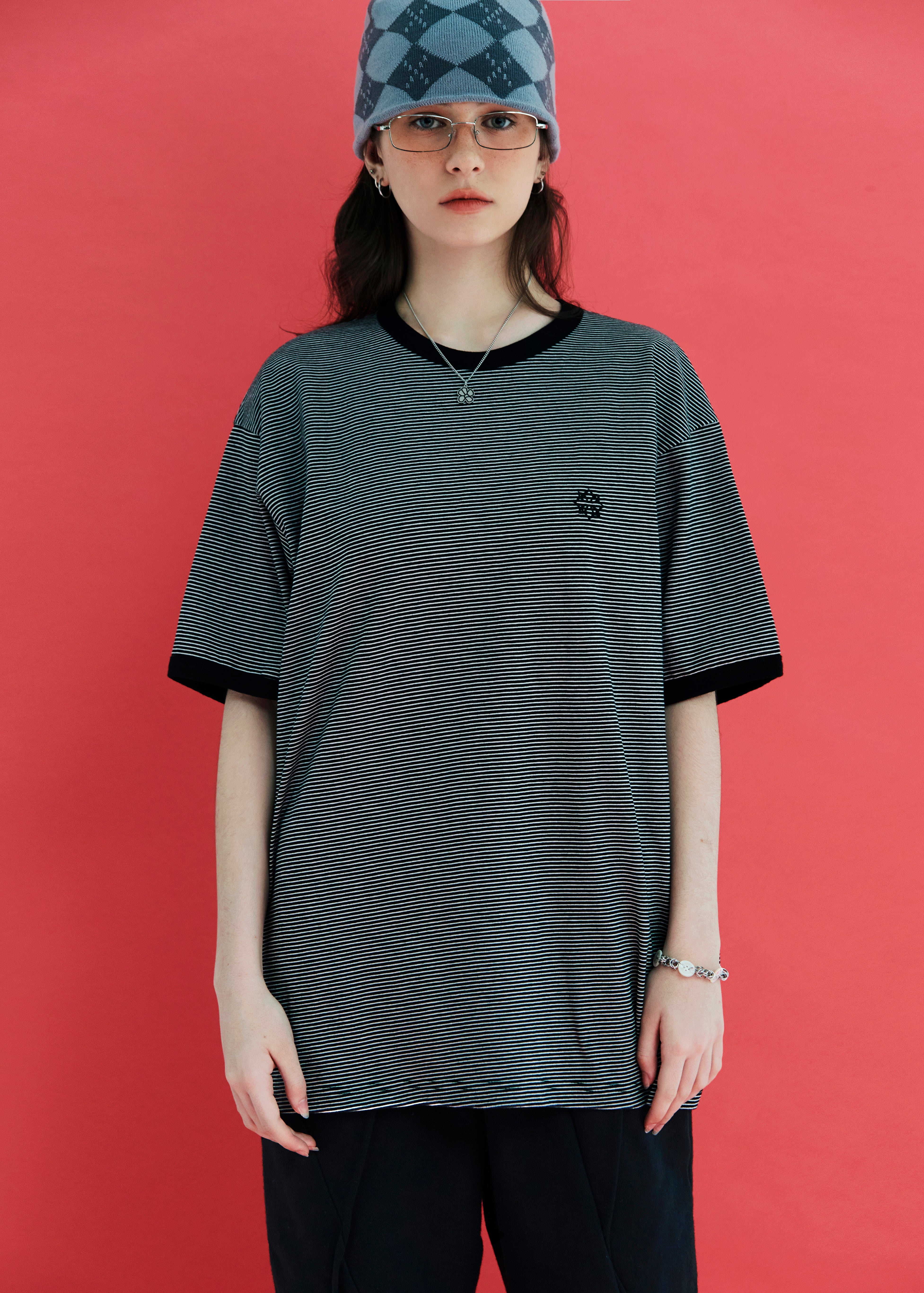 SYMBOL STRIPE T SHIRT / BLACK