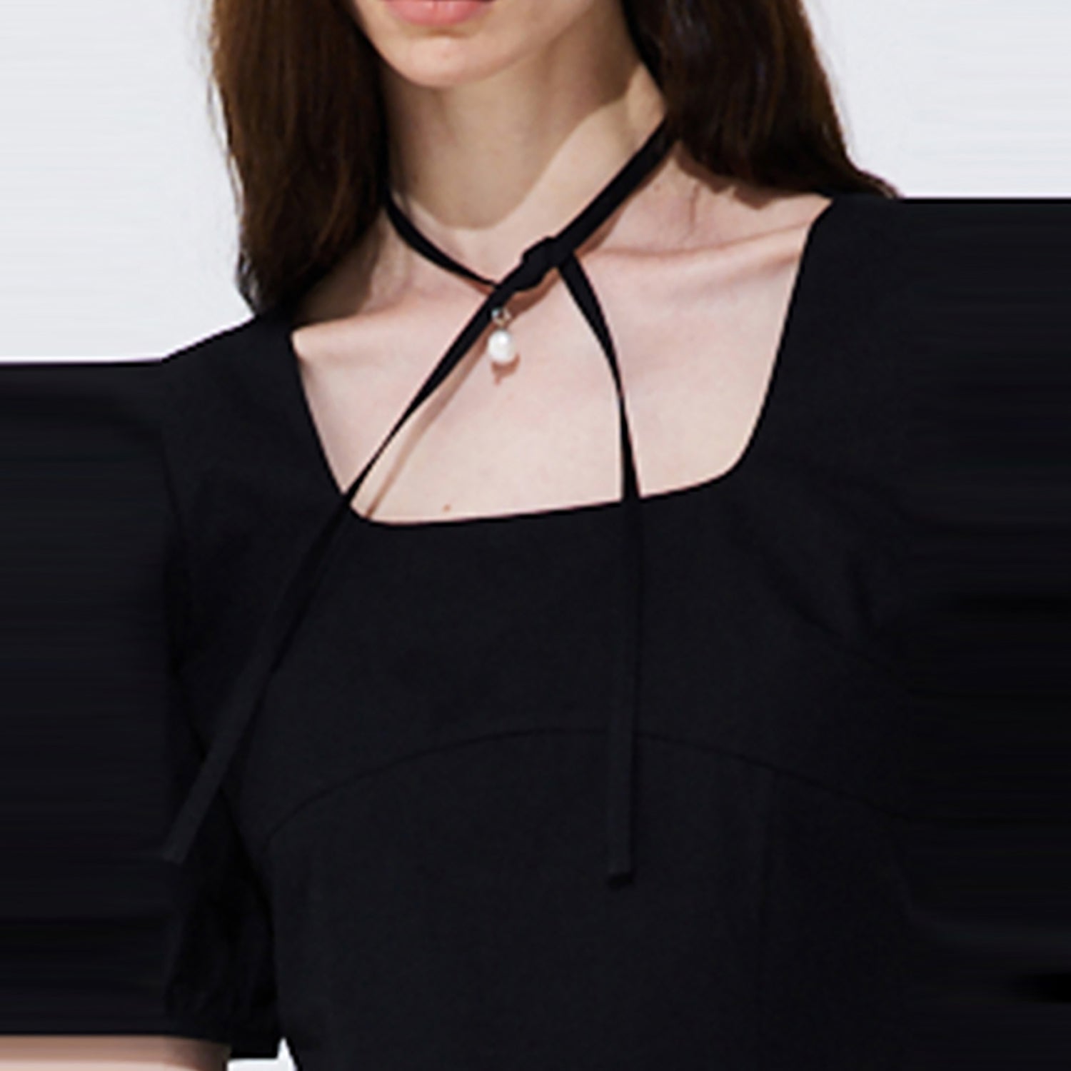 Pearl Balloon Line Blouse_Black