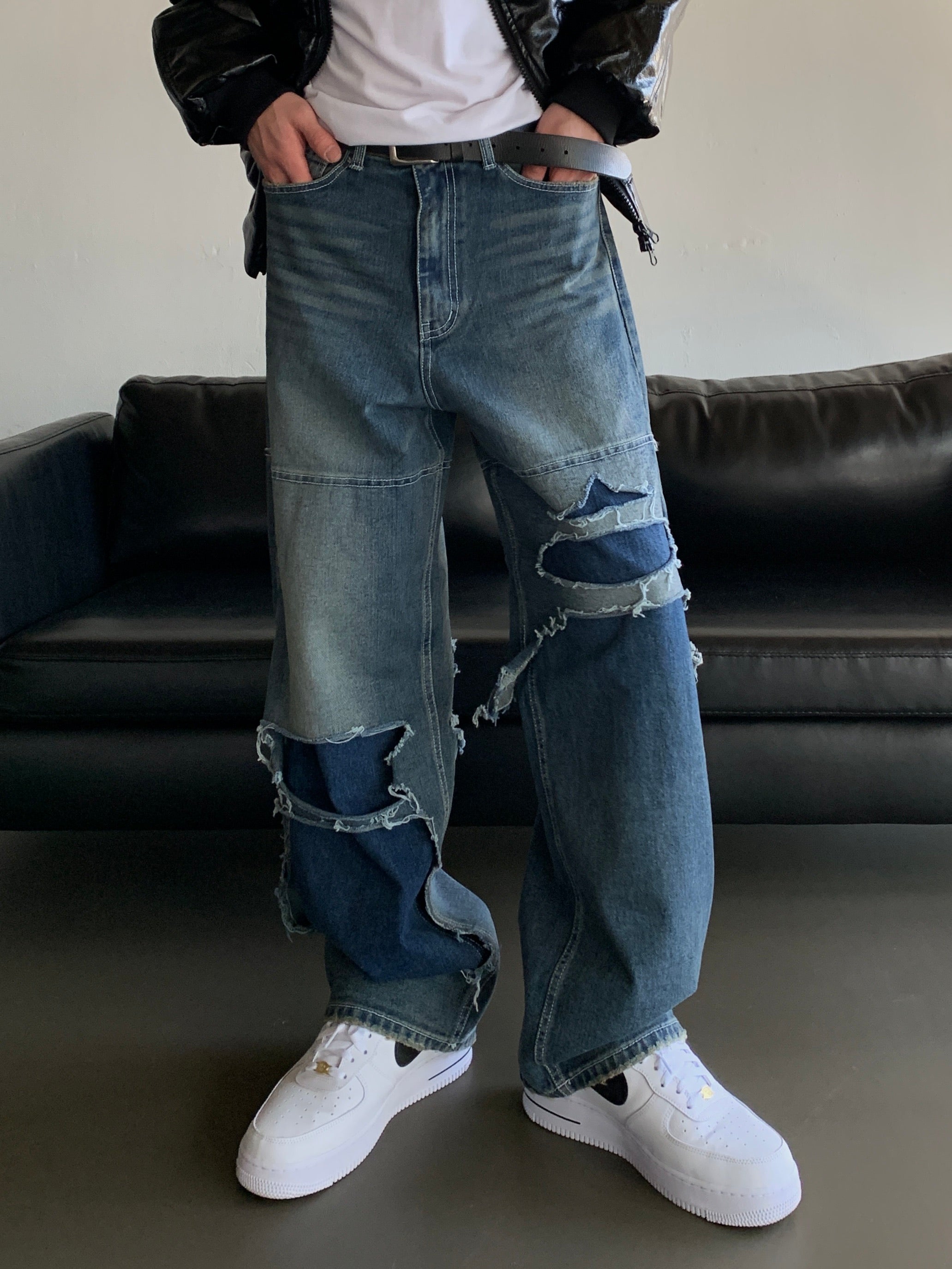 Destroyed Layered Pants (Blue)