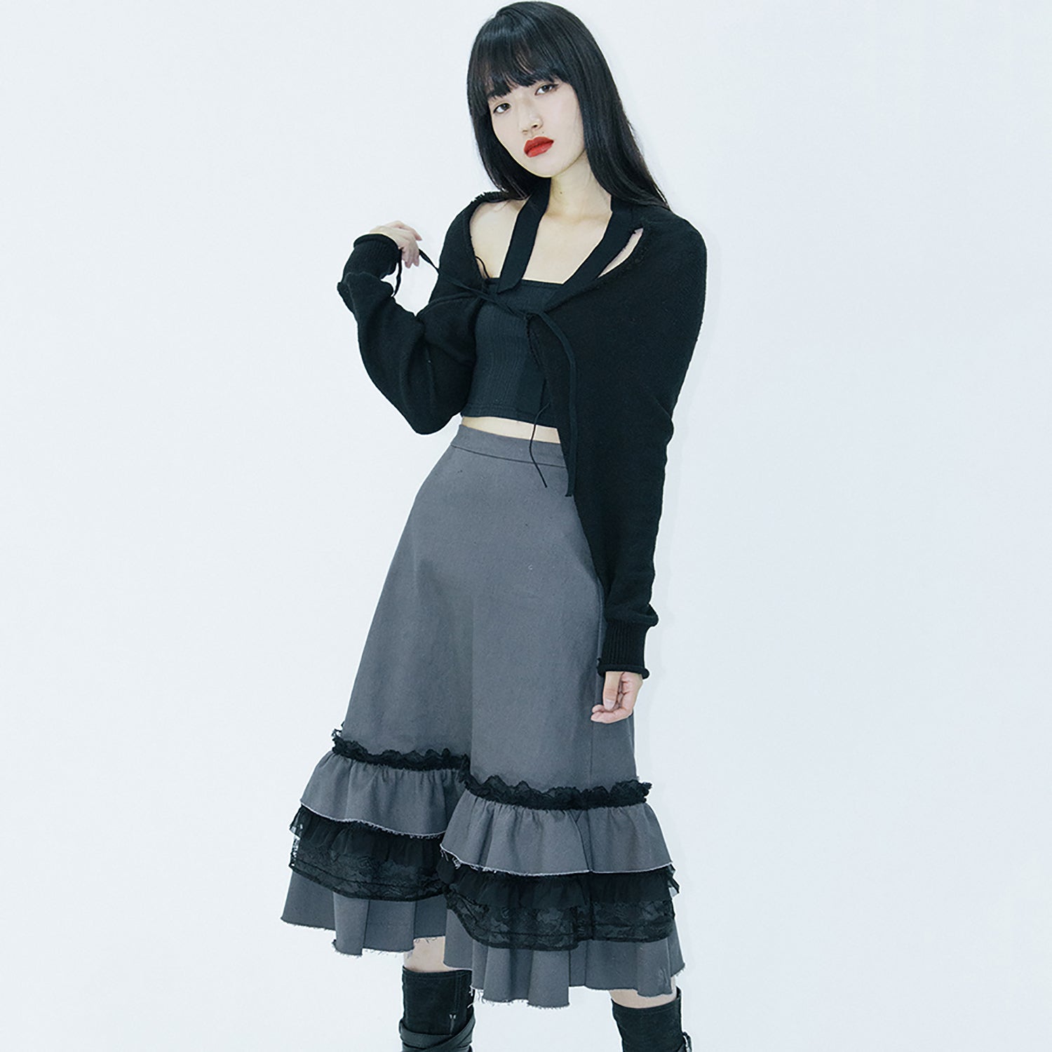 Frill long skirt