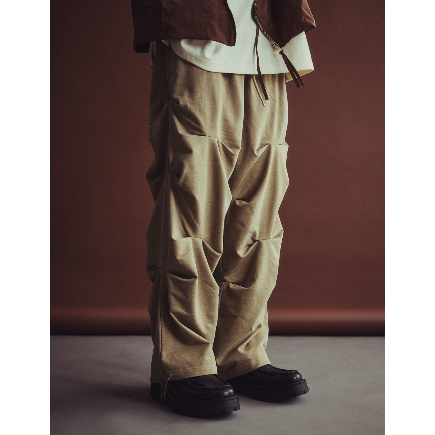 PIGMENT WASHED CREASE PANTS_CAMEL BROWN