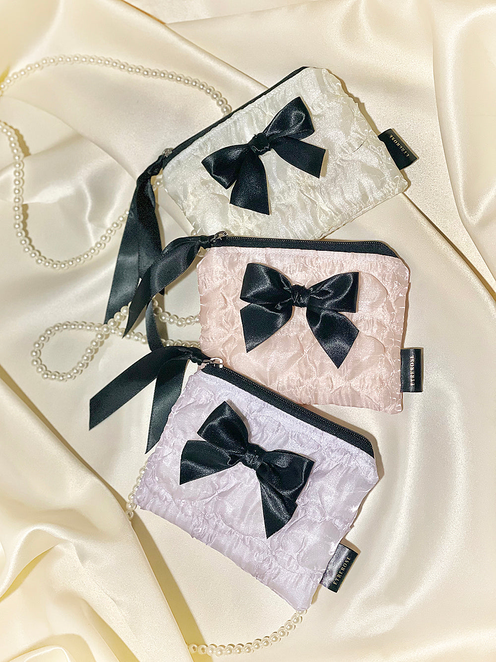 Glossy Organza Ribbon Zip-pouch (S