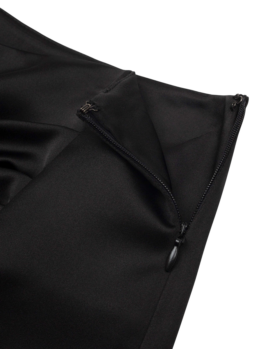 Satin Draped Trousers _ Black