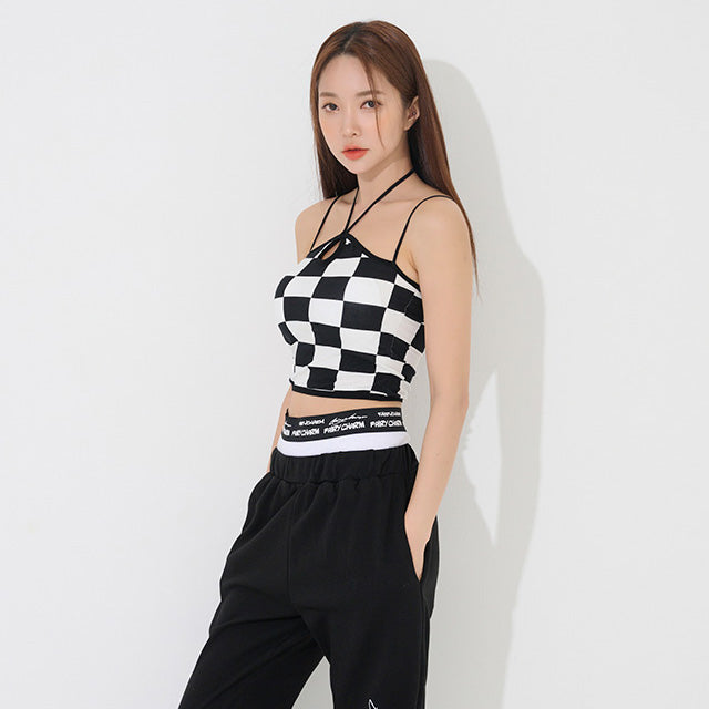 checker crop top (with cap)