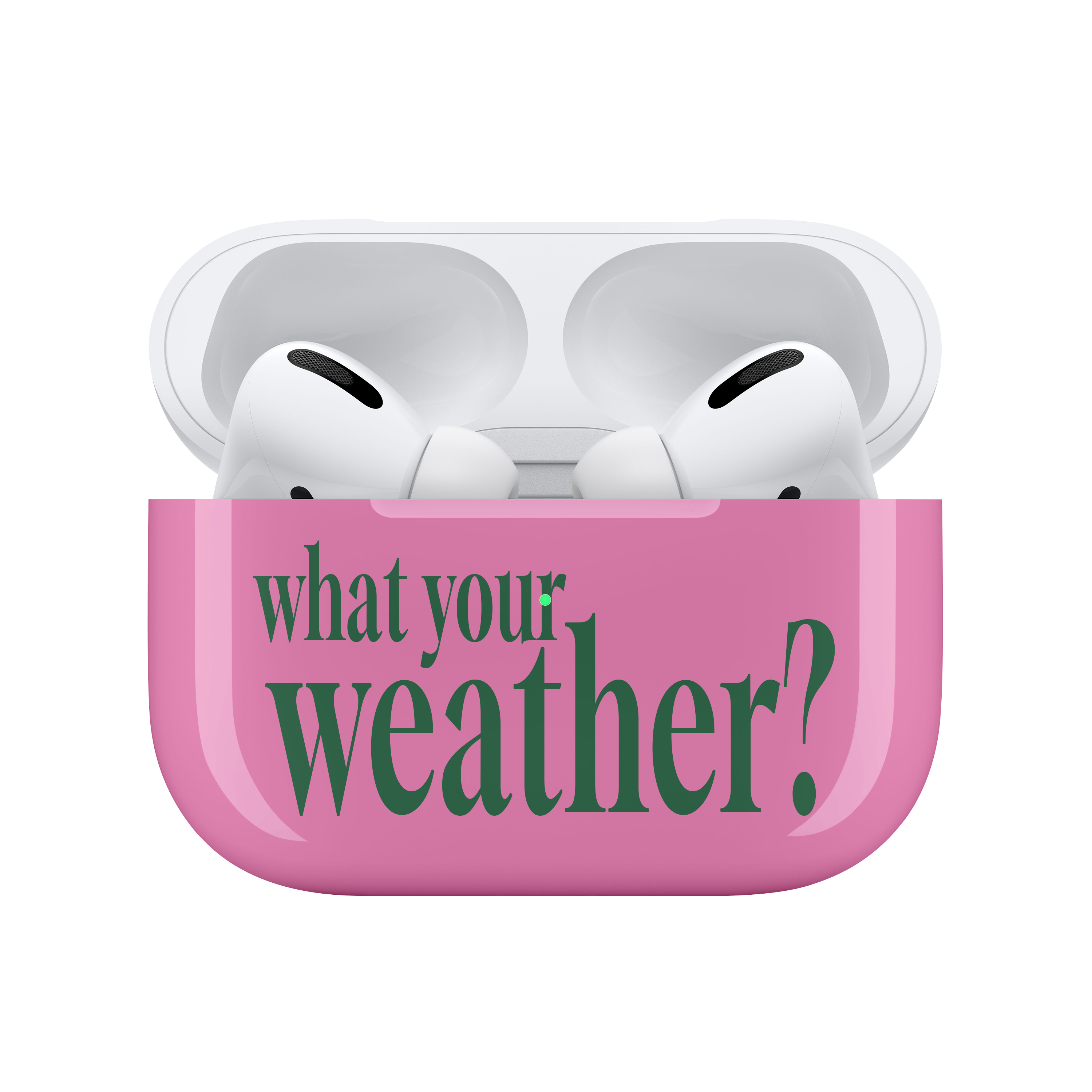 weather Airpods case-pink(green)
