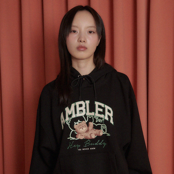 AMBLER 男女共用 Line bear オーバーフィット フード Tシャツ AHP1102