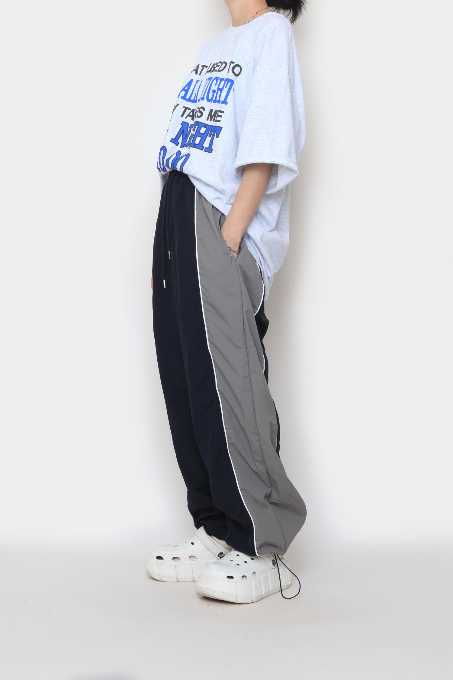 two-tone colored string pants