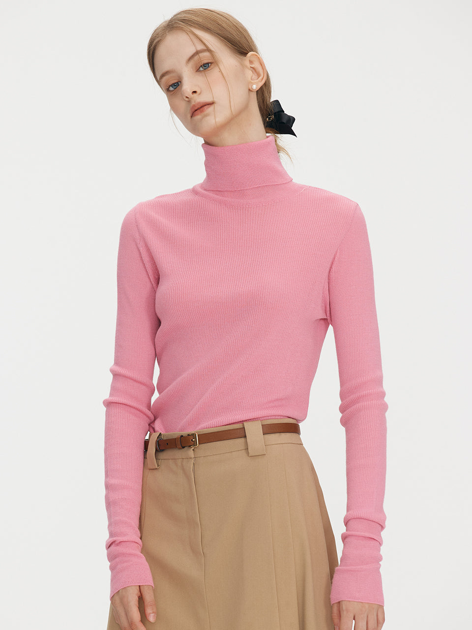 Merino wool 16gaze pullover knitwear - Cherry pink