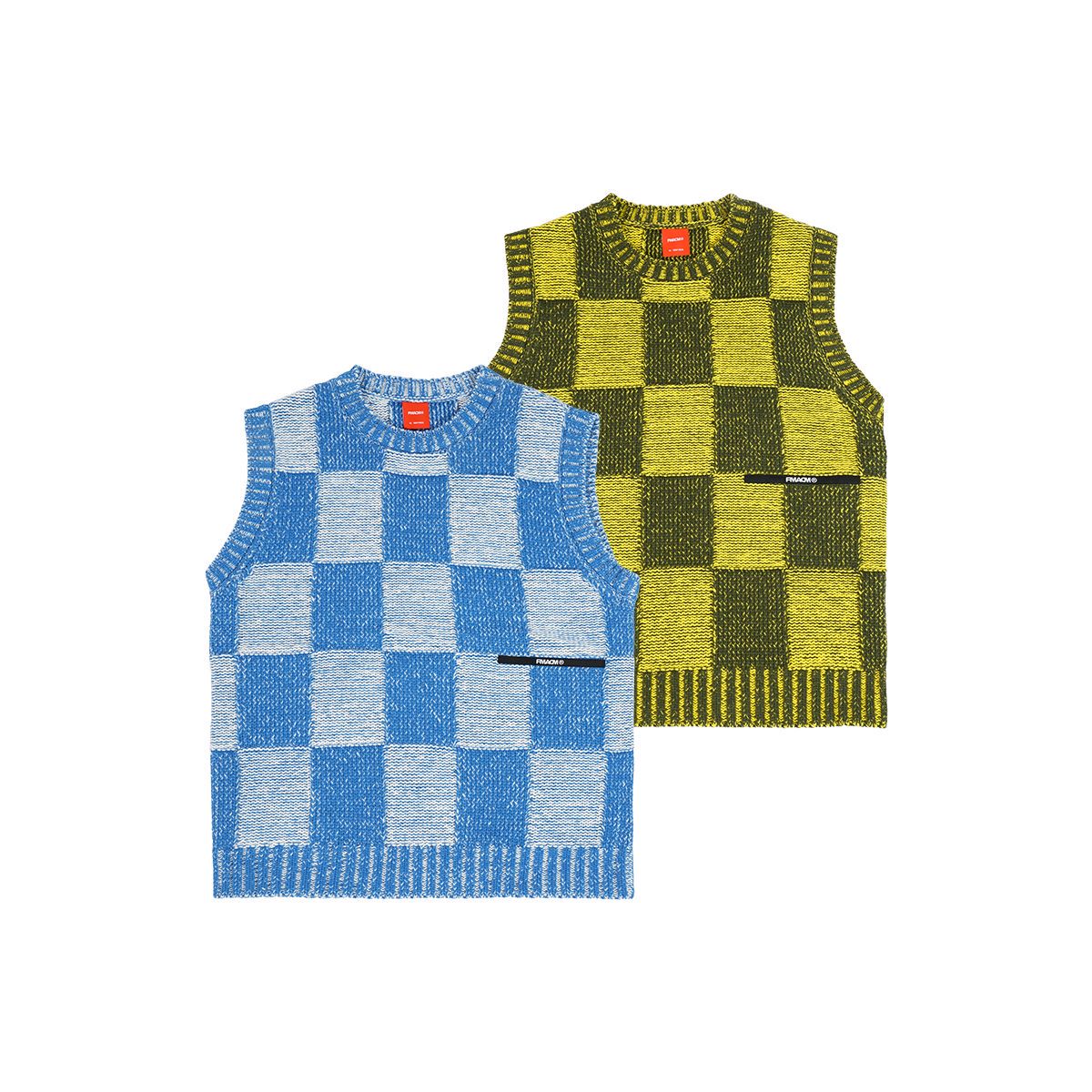 FMACM 23AW Mixed Colour Checkerboard Knit Vest