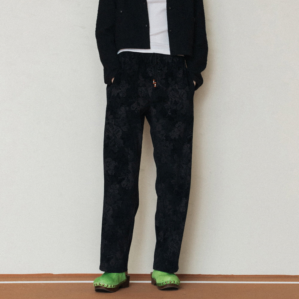 FLOWER CORDUROY BANDING PANTS_BLACK