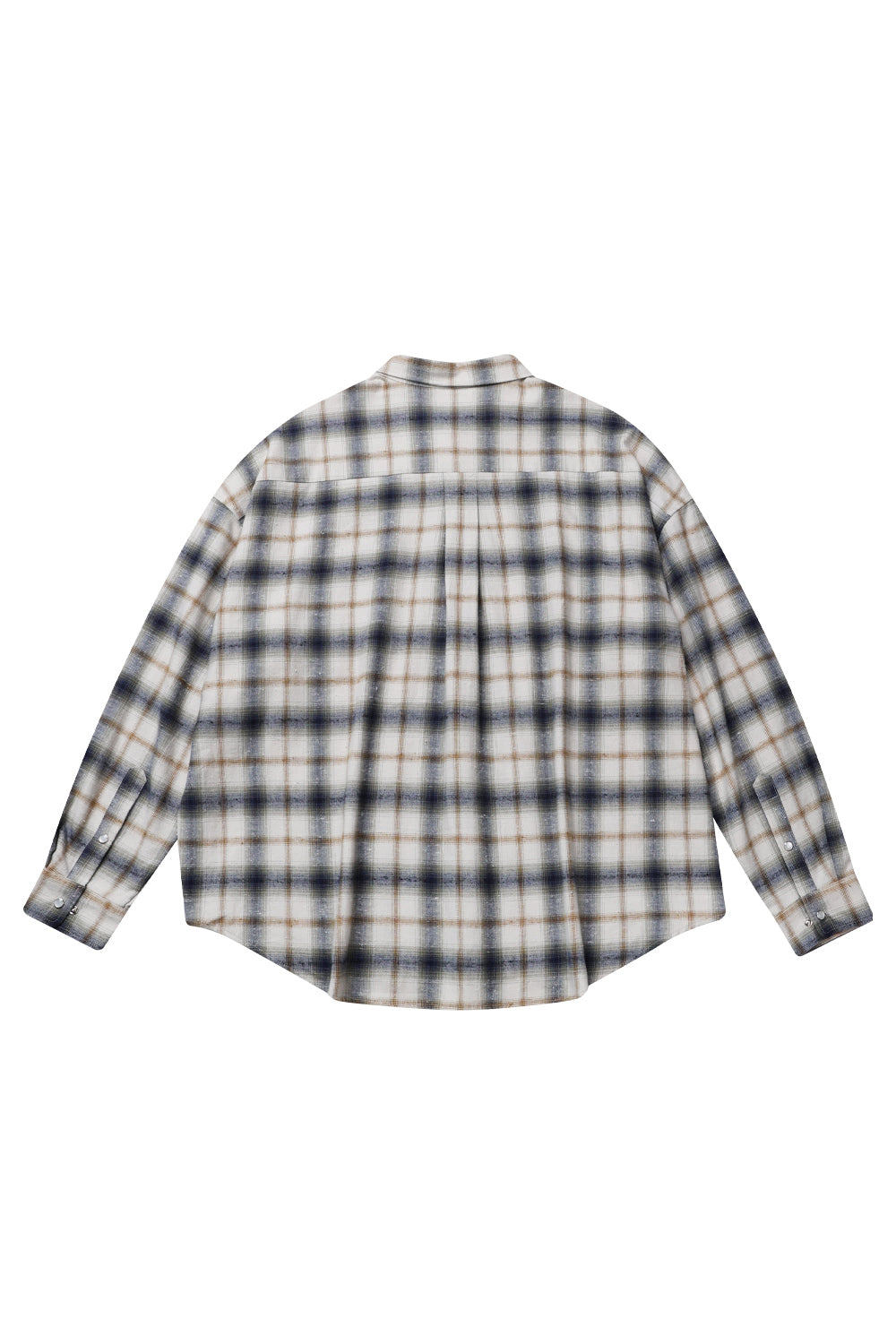 ROUNDED COLLAR CHECK SHIRT_IVORY