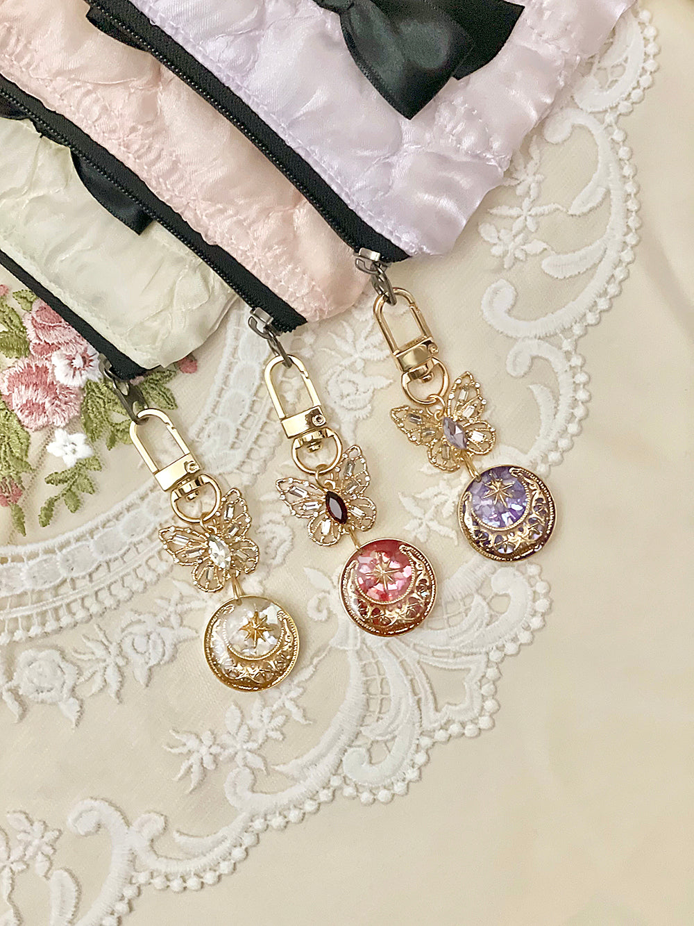 Butterfly Moon Pearl Key Ring (3color)