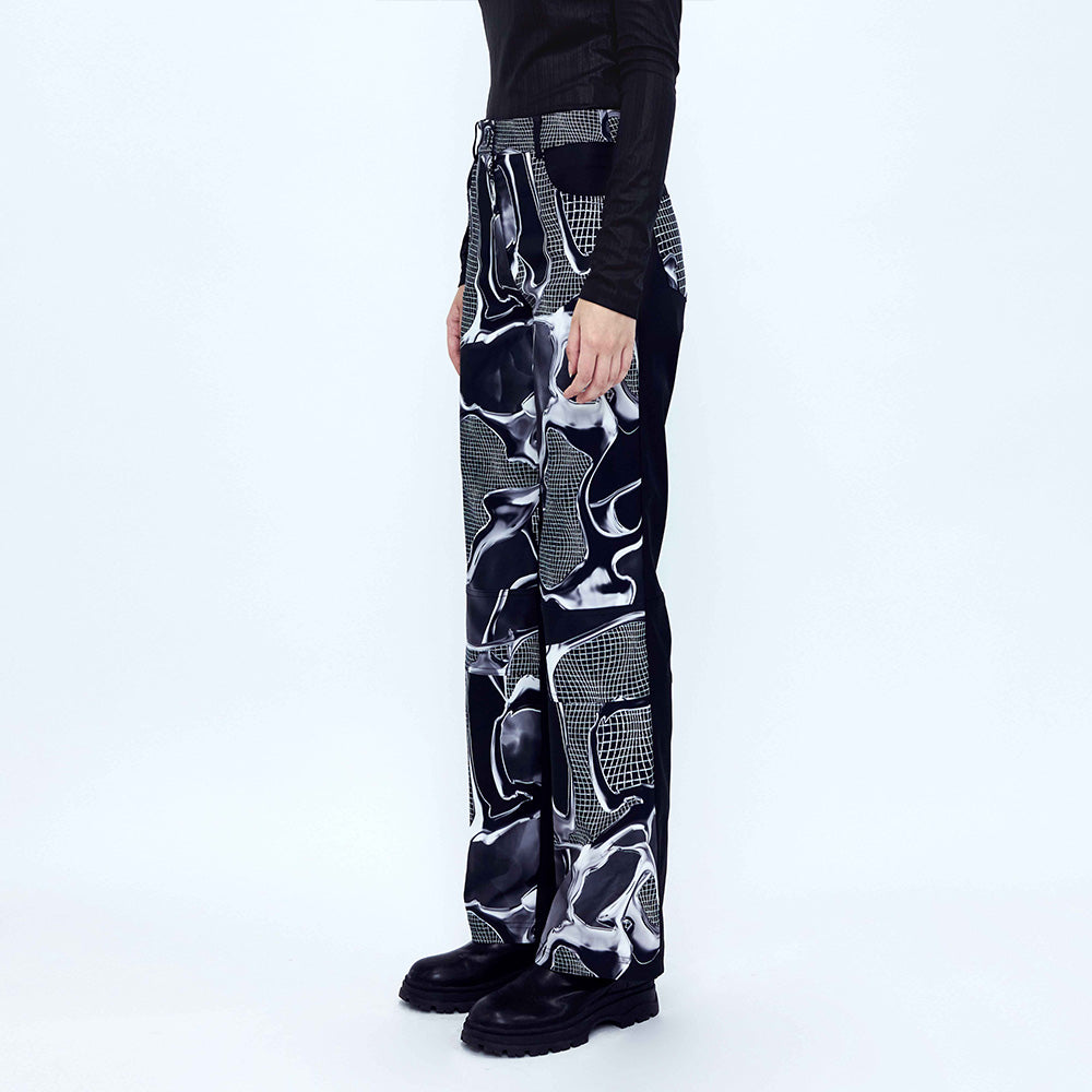 Grid Graphic Trousers _ Black