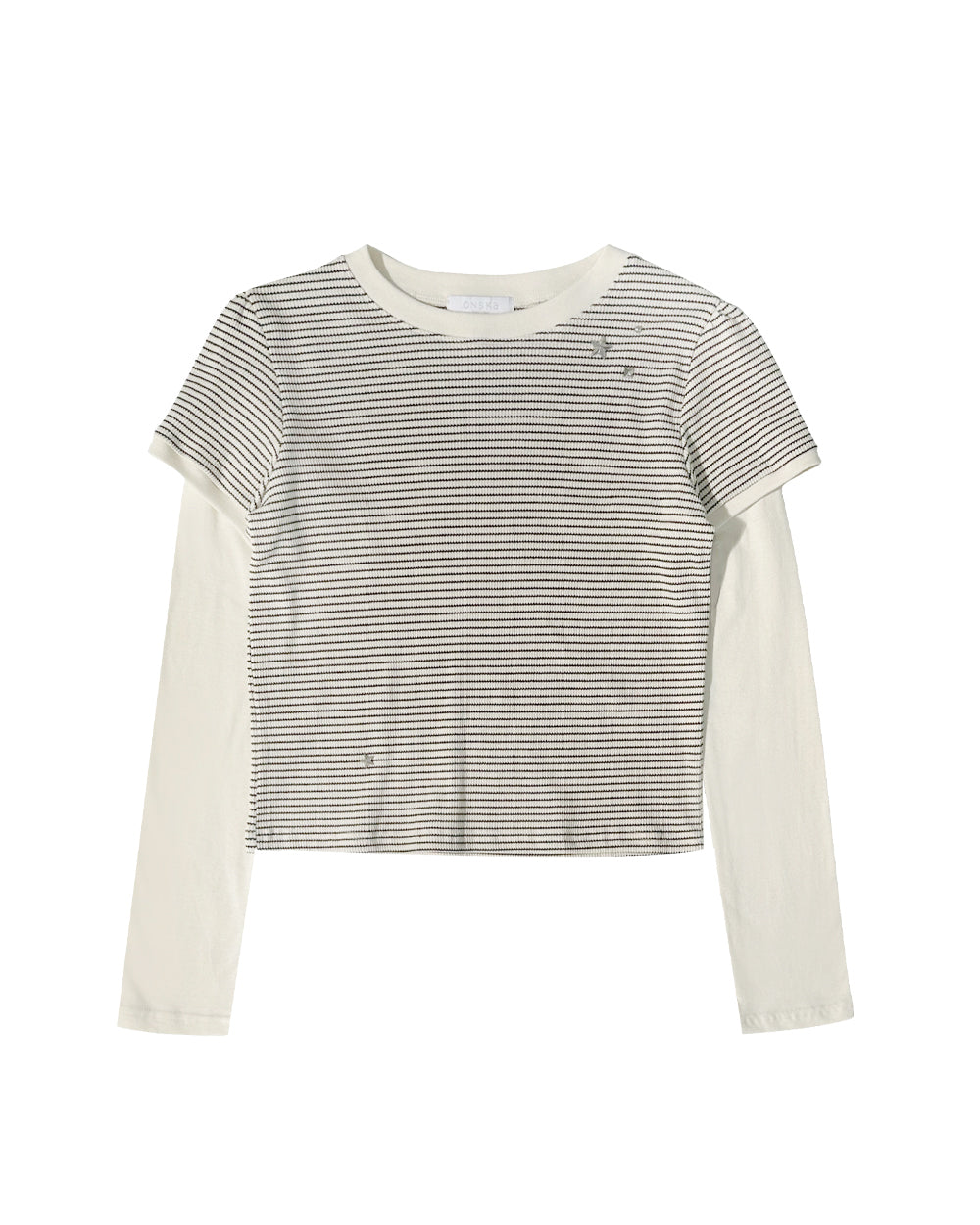 STRIPE PUFF DOUBLE SLEEVE T-SHIRT (WHITE)