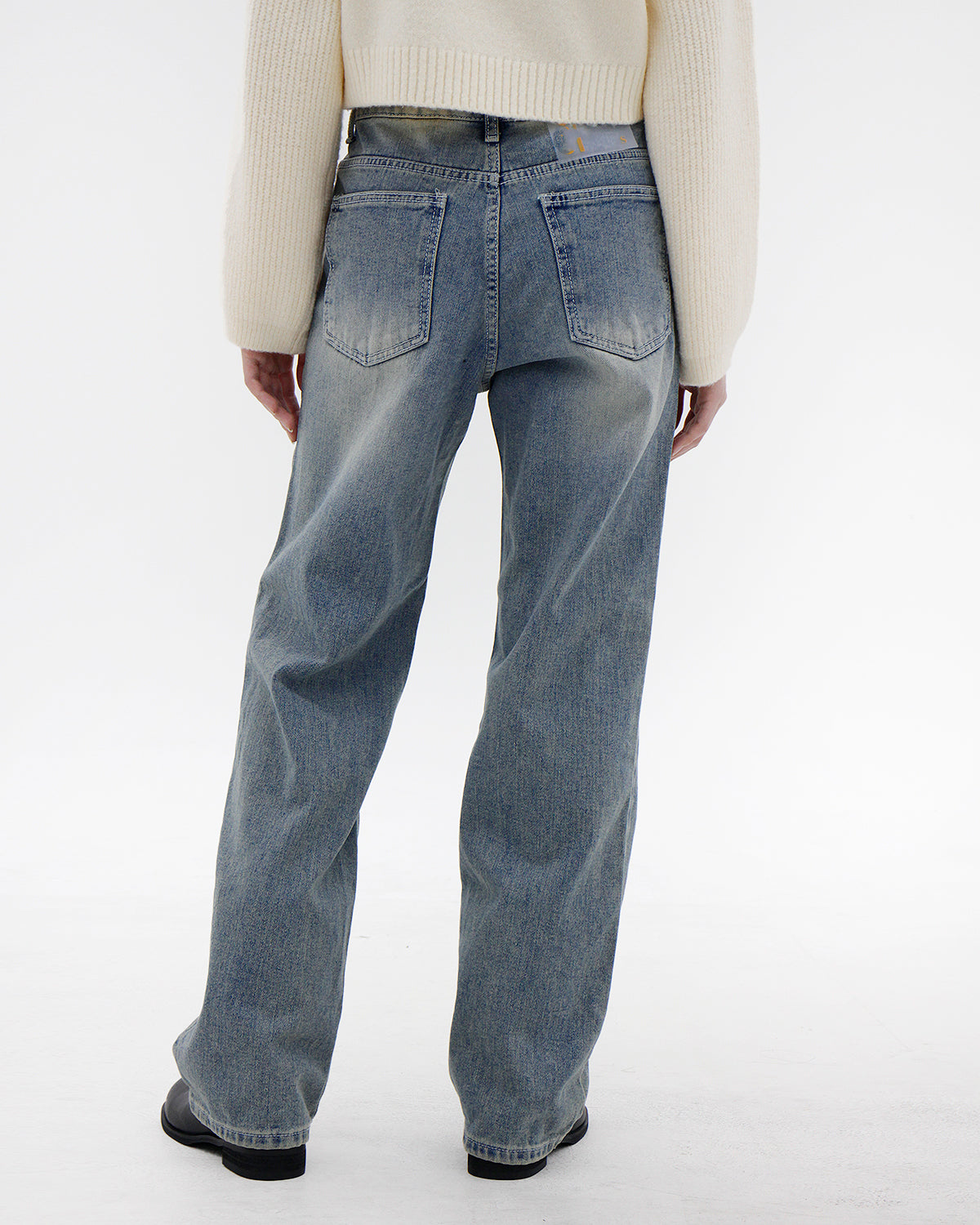 No.1839 Bonding wide denim pants