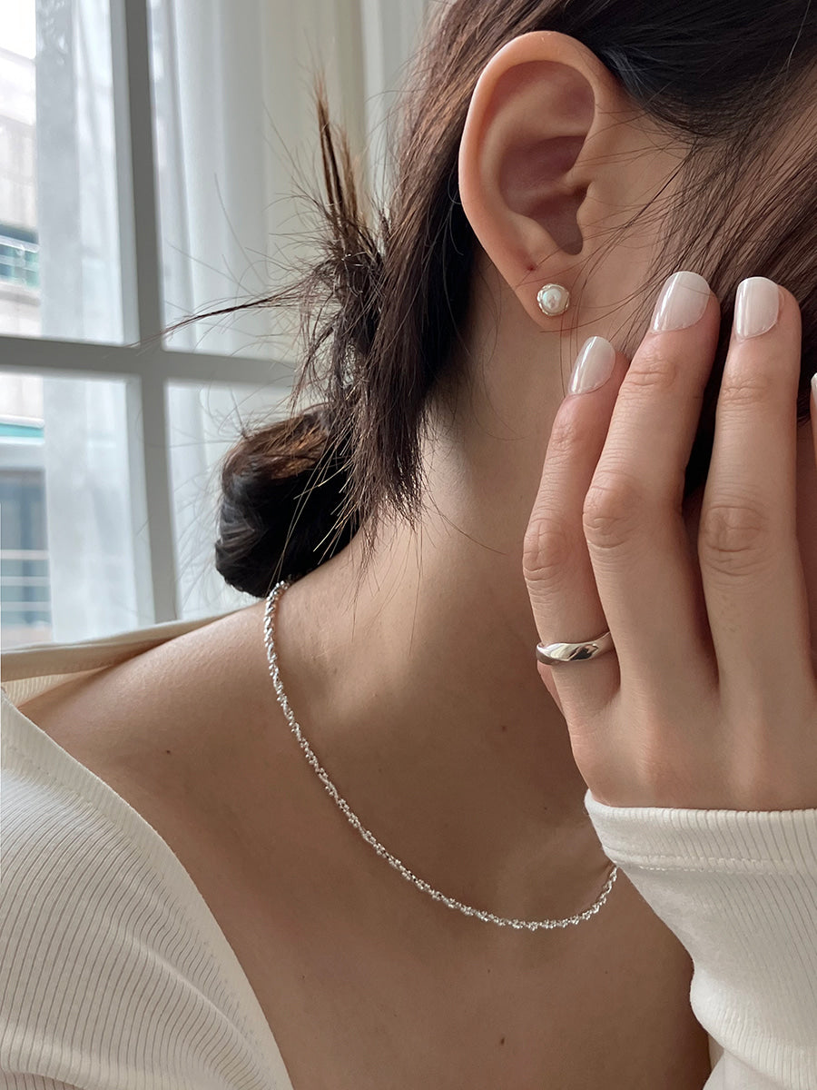 [92.5silver] crack pearl earrings
