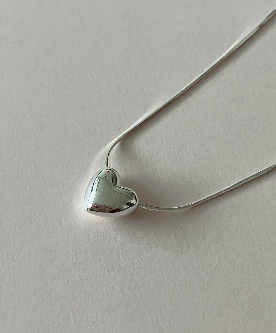 [92.5silver] silky heart necklace