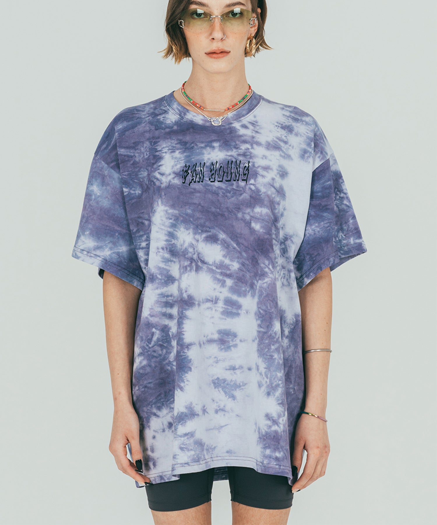 Tiedye Logo Printing T-shirt (purple grey)