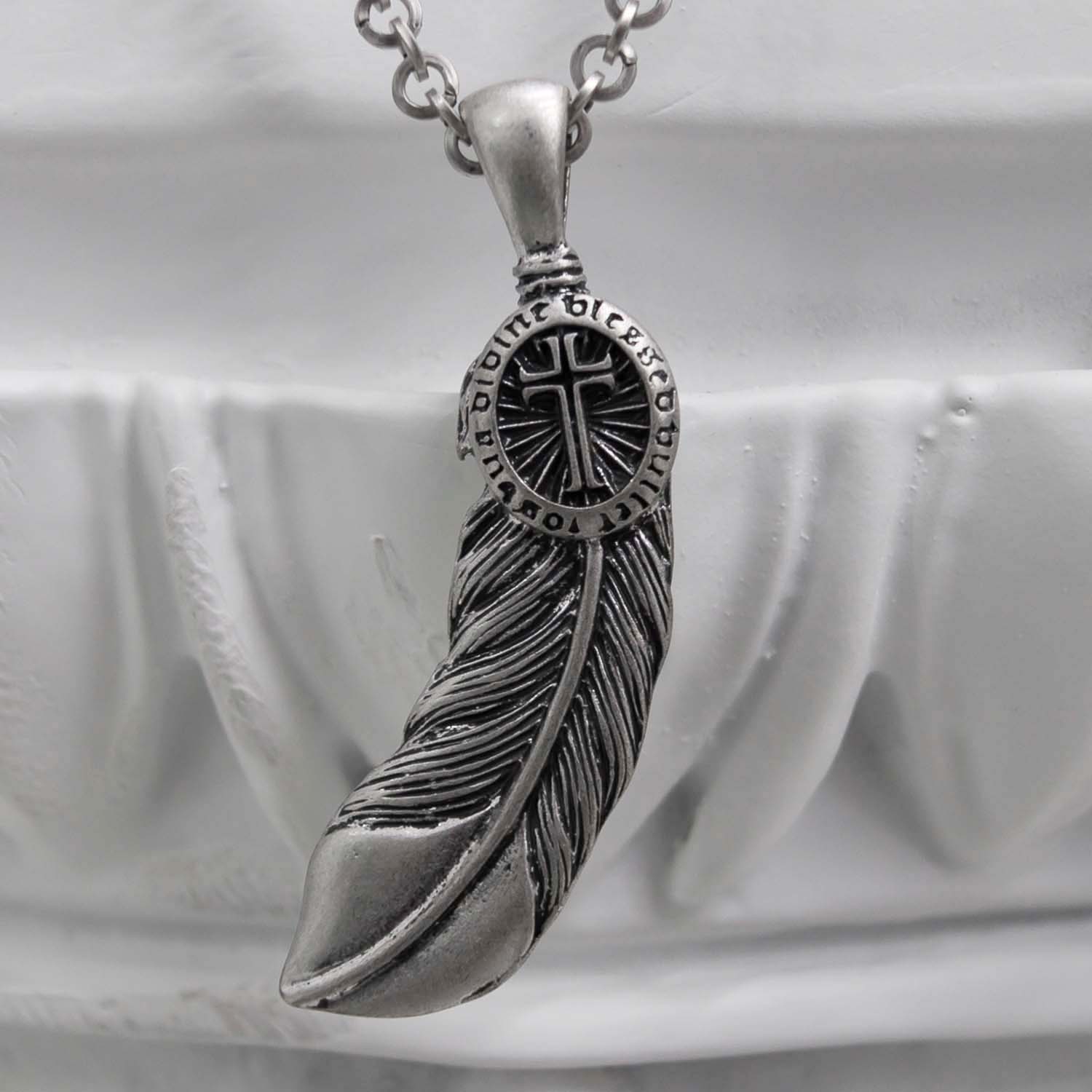 Feather Cross Necklace