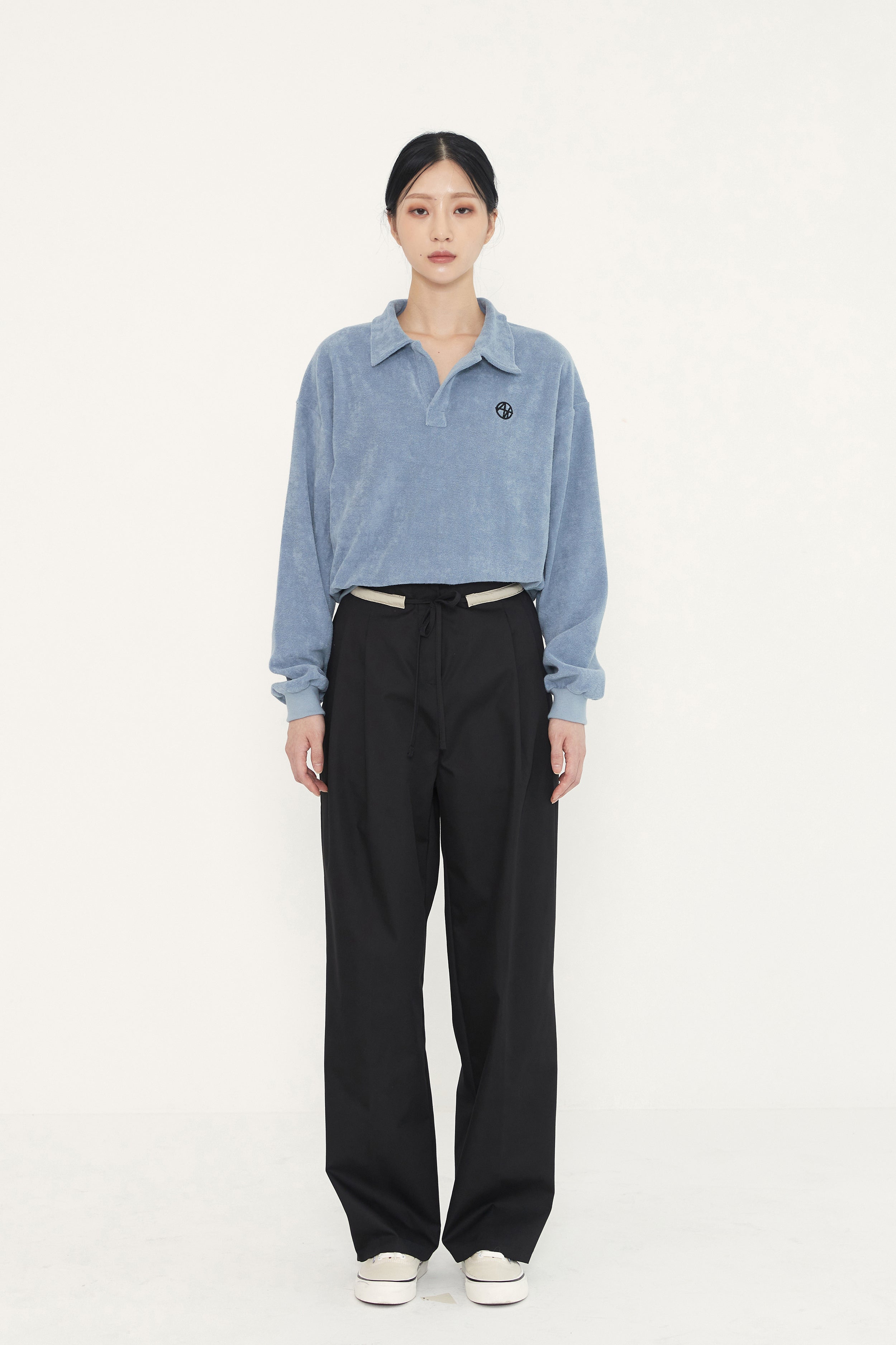 STRING LINE PANTS -BLACK