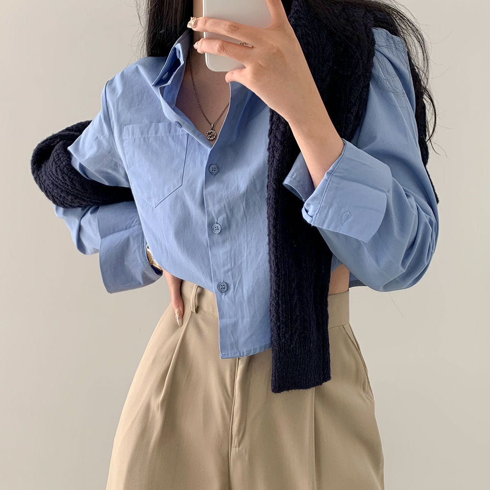 [BELLIDE MADE] Today Pocket Crop Shirt