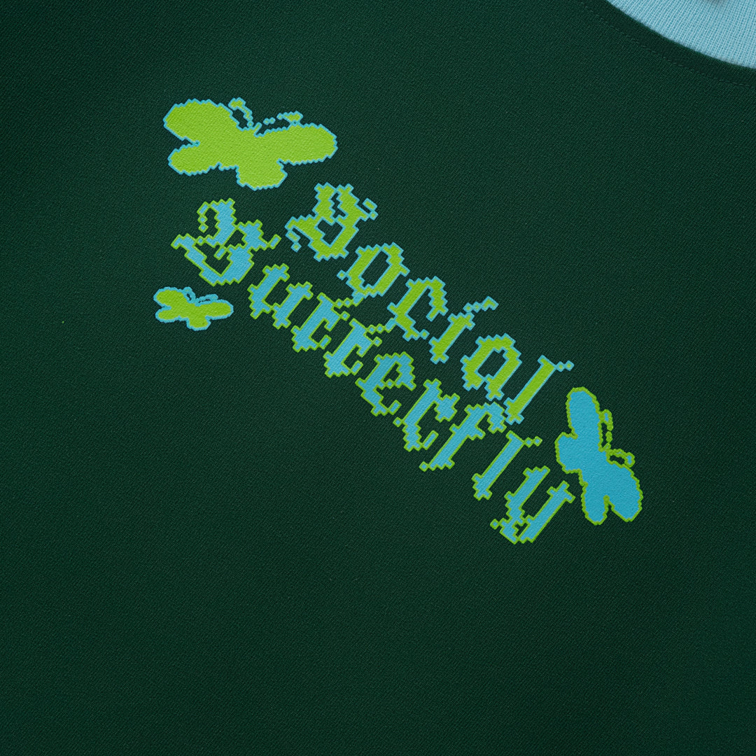 Social Butterfly Raglan Tee - Dark Green