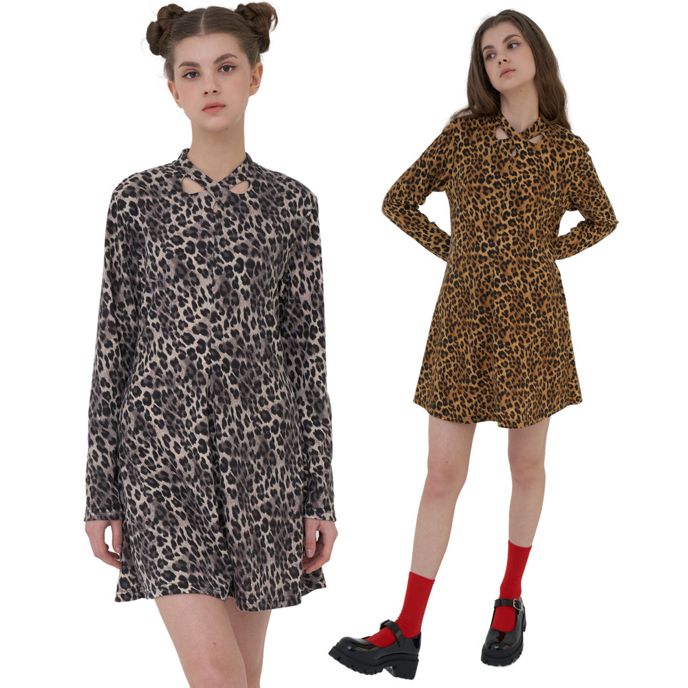 Leopard Round Mini Dress [2COLORS]