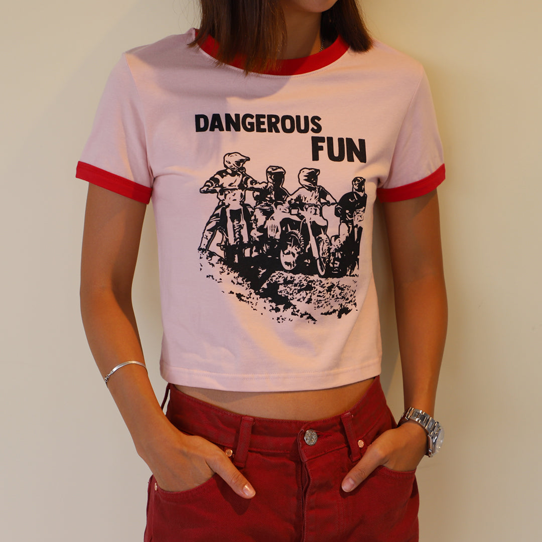 DANGEROUS FUN CROP T-SHIRT (APRICOT)