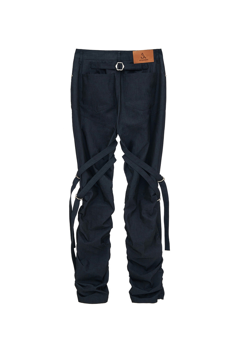 DETACHABLE STRAP SHIRRING PANTS (INDIGO BLUE)