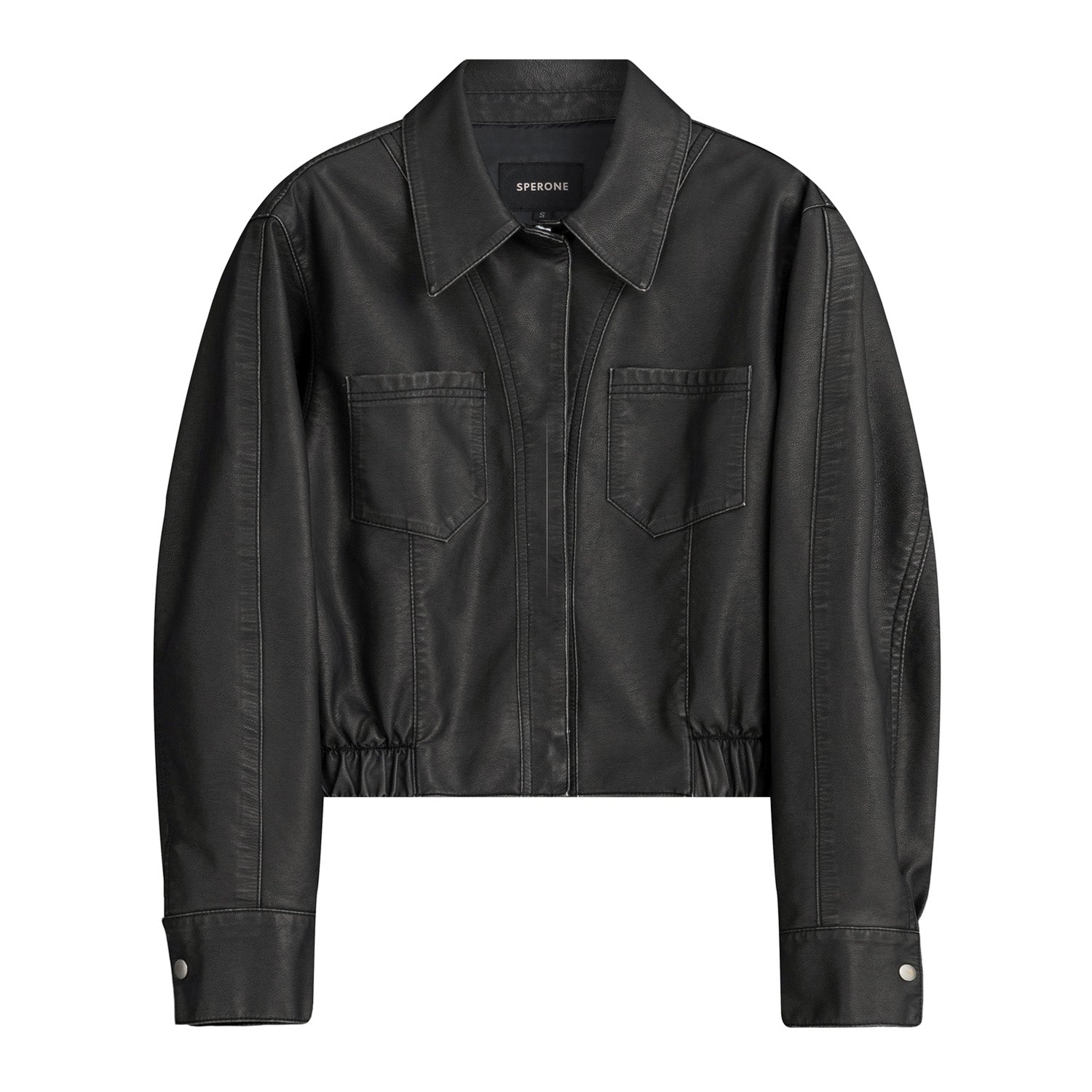 Washed Double Pocket Crop Blouson (Black)