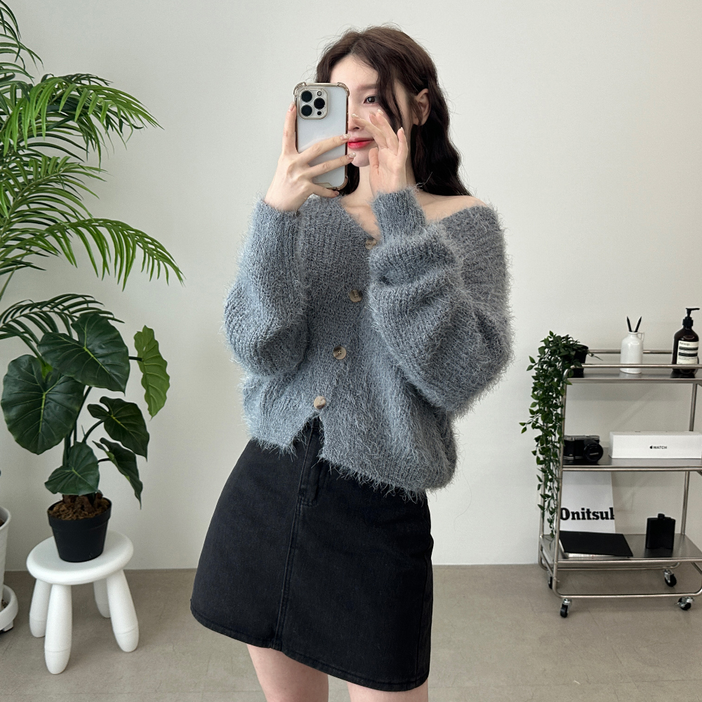 Mohair crop cardigan