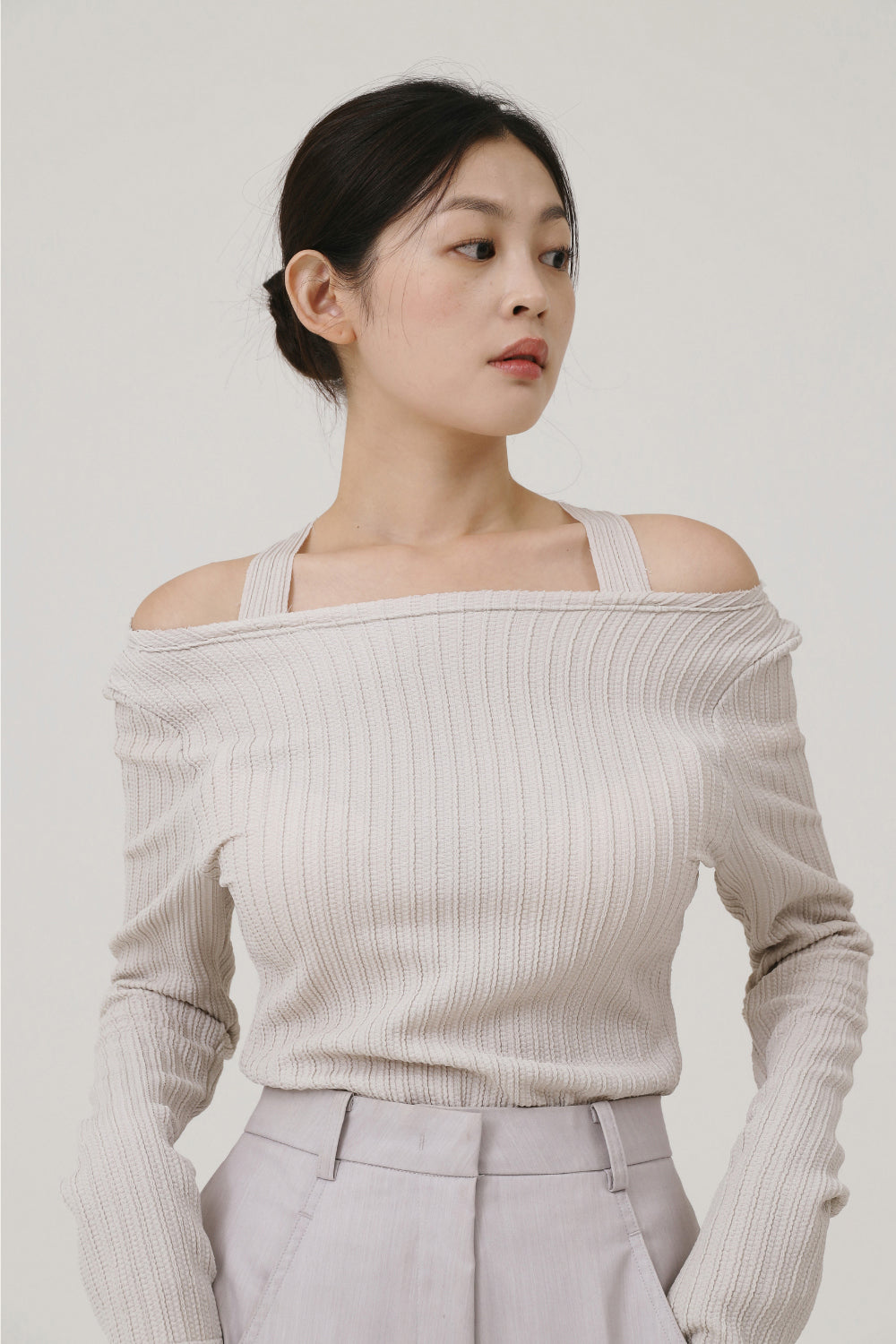 REVERSIBLE BOAT NECK TOP (3color)