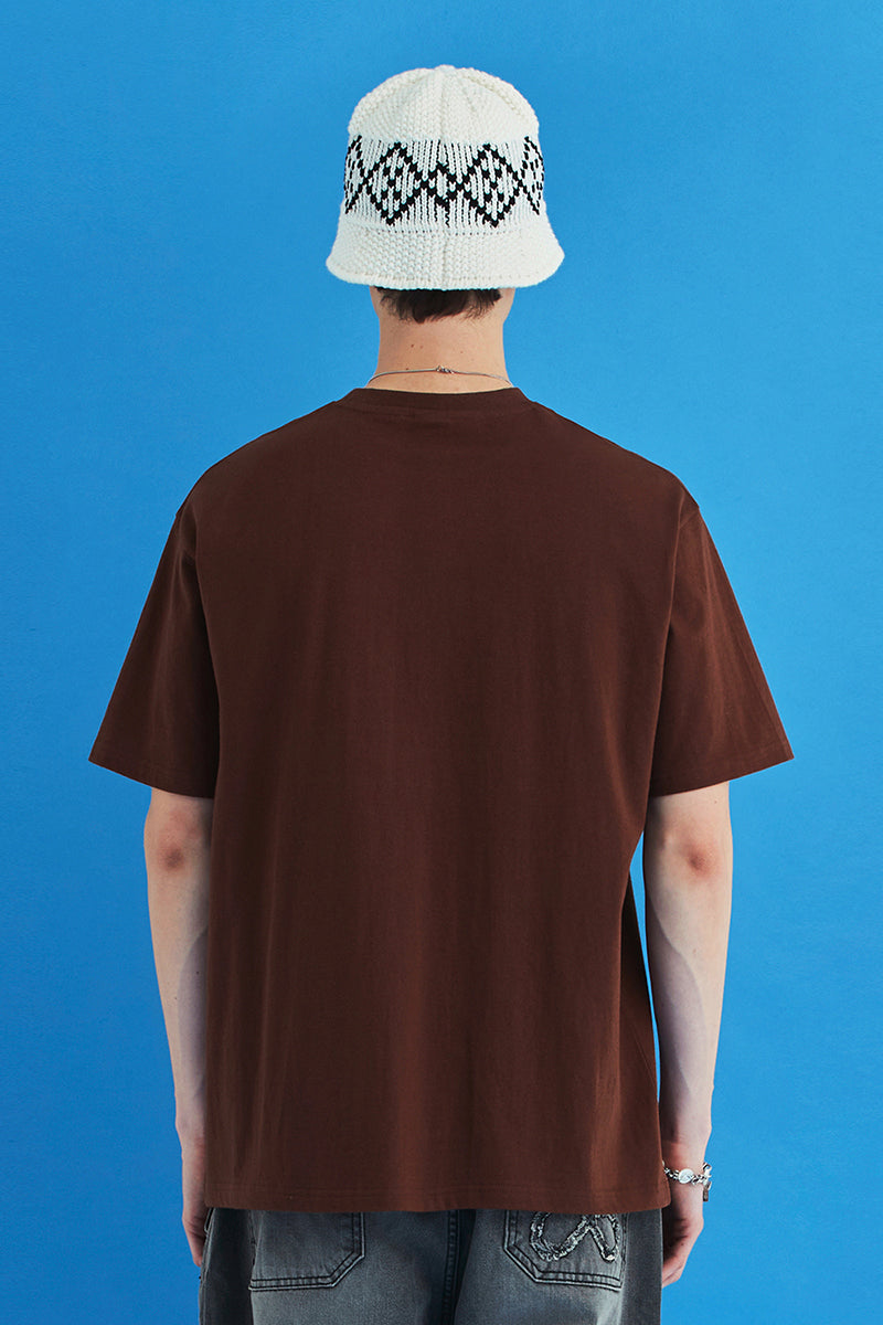 FLOWER ARGYLE T SHIRT / BROWN