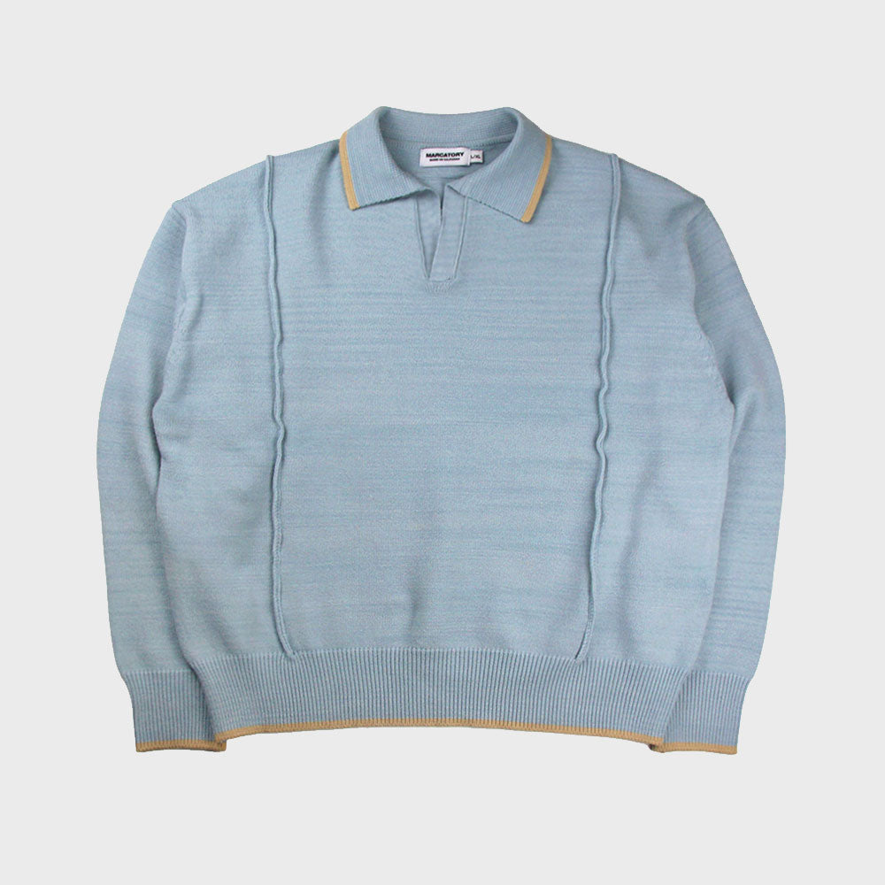 LINE OPEN COLLAR KNIT (SKY)