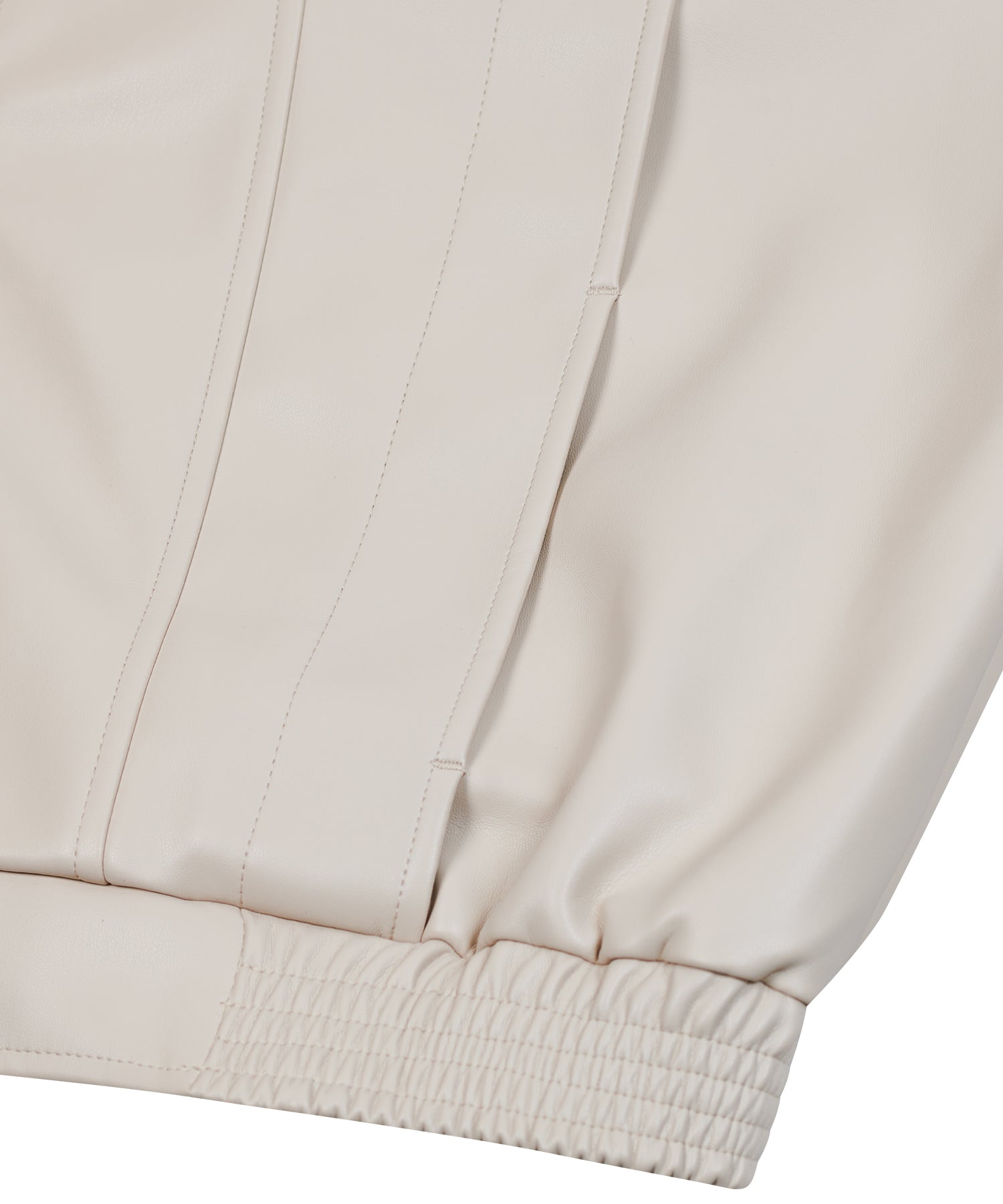 87-STAN028 [Vegan Leather] Multi Placket Leather Jacket Ivory