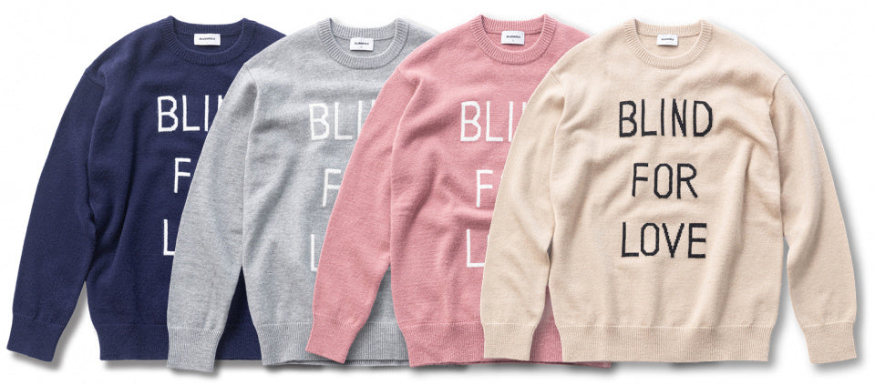 PBT wool logo crew neck knit -indigo pink