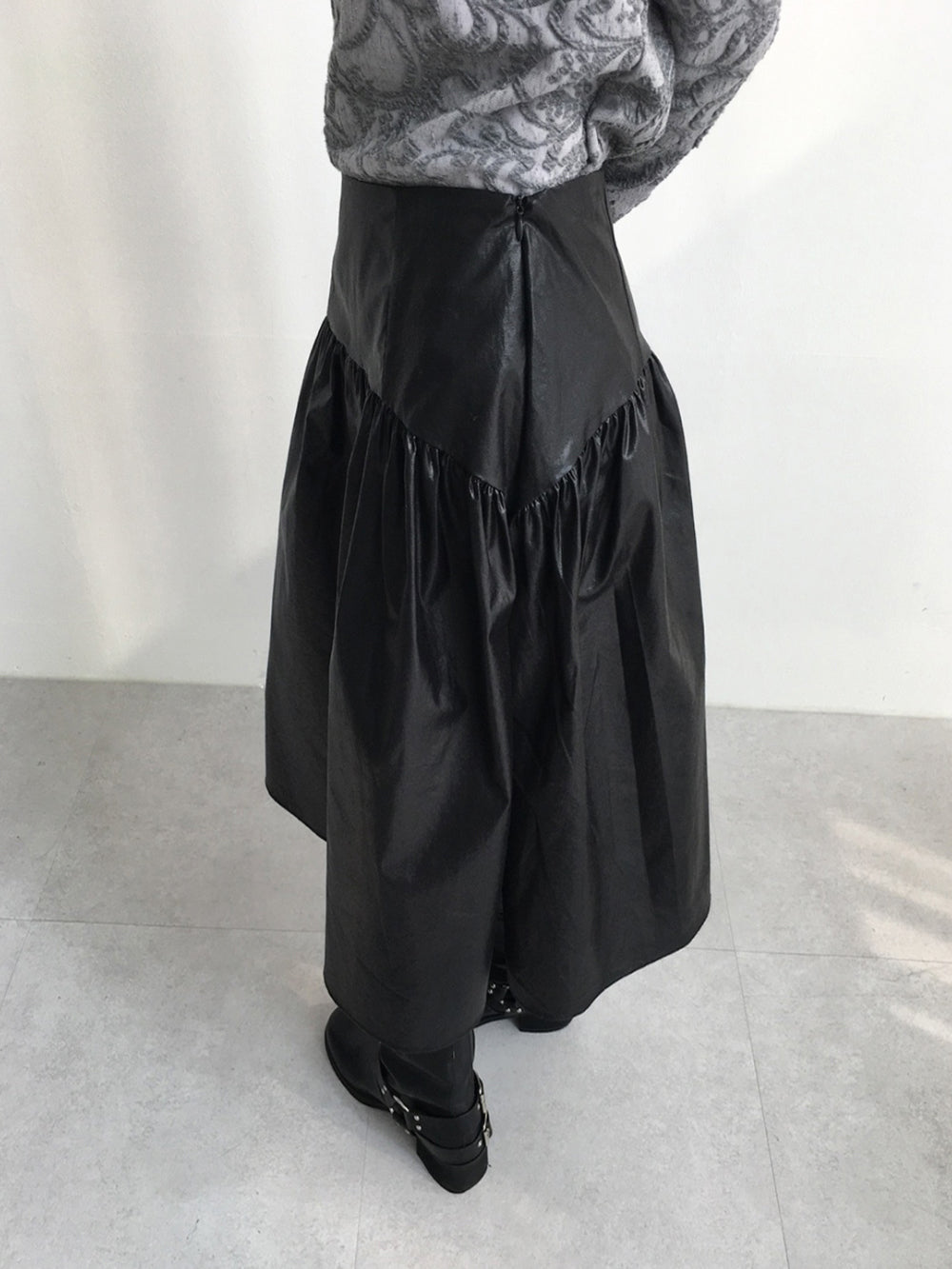 Coating shirring flare midi sk (s,m)