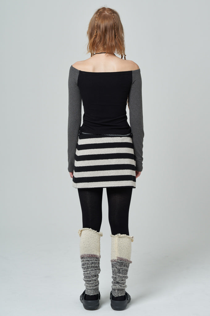 Stripe mini skirt_black