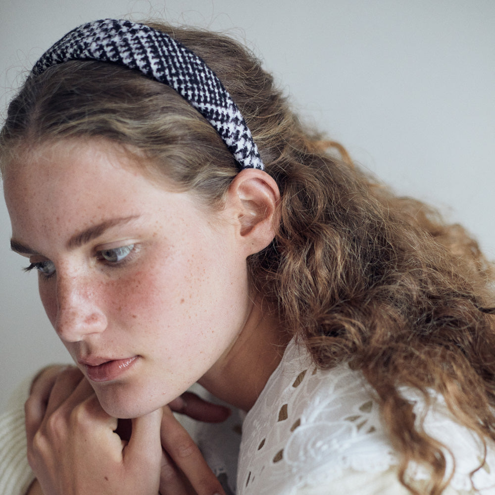 Black & White Check Wool Headband