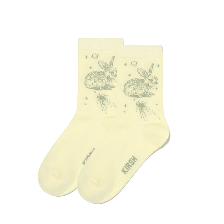 WITTY BUNNY SKETCH GRAPHIC SOCKS [IVORY]