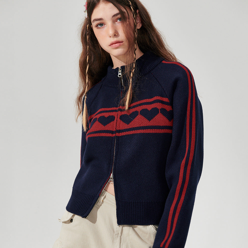 Heart track Knit Zip-up [3 Color]