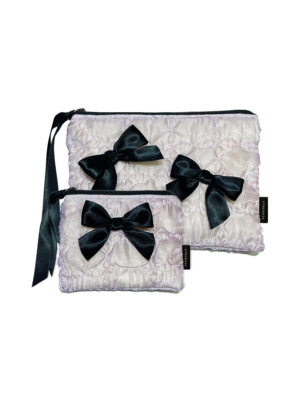 Glossy Organza Ribbon Zip-pouch (SET