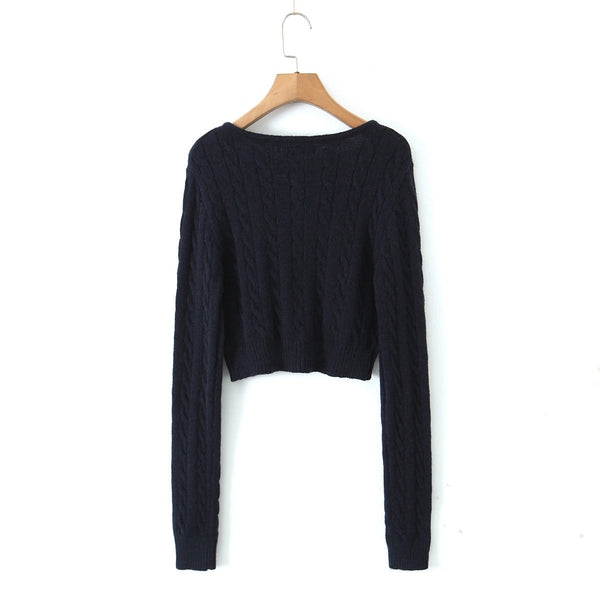 Note twist crop knit cardigan