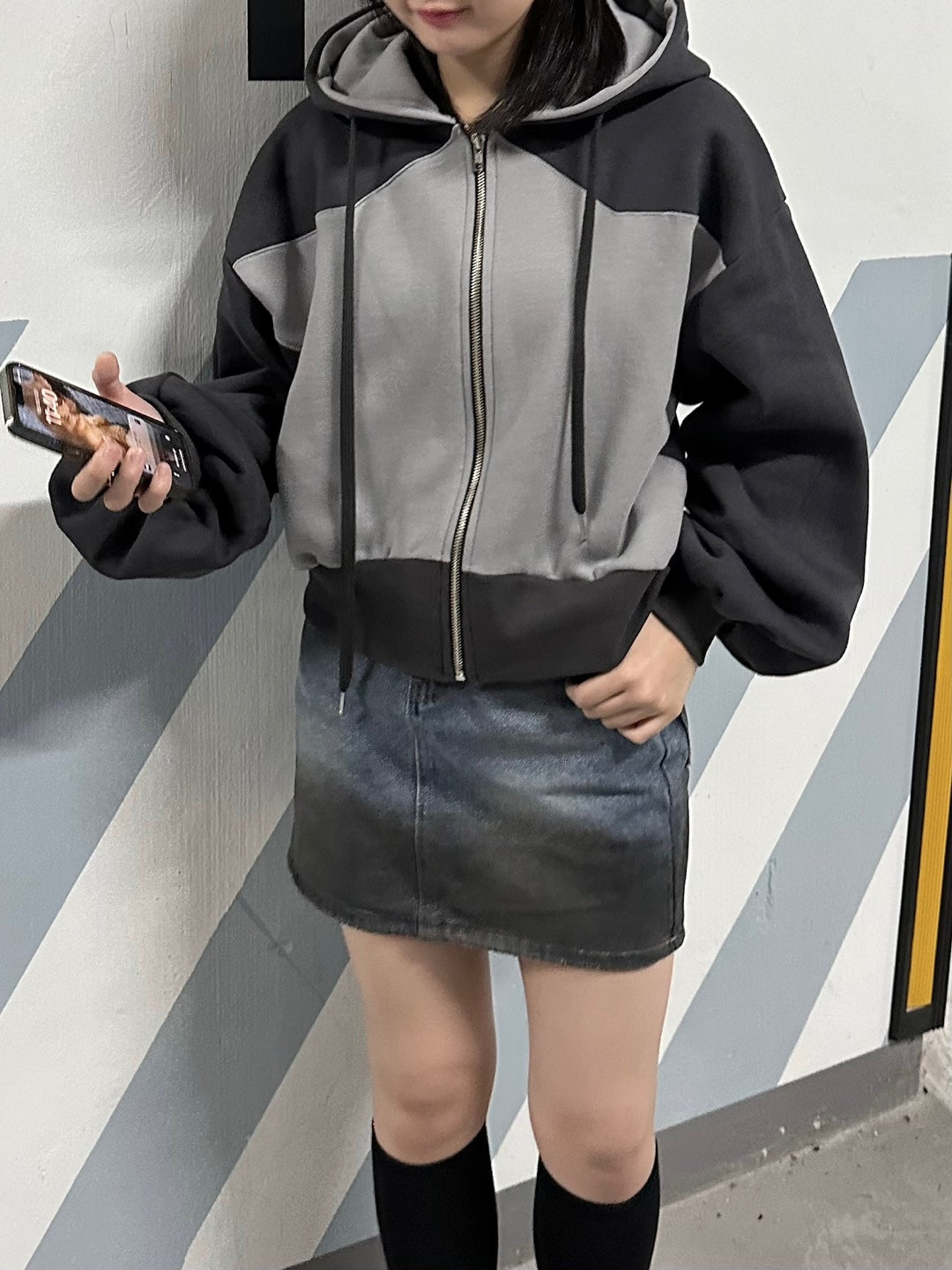 unique washing denim belt skirt