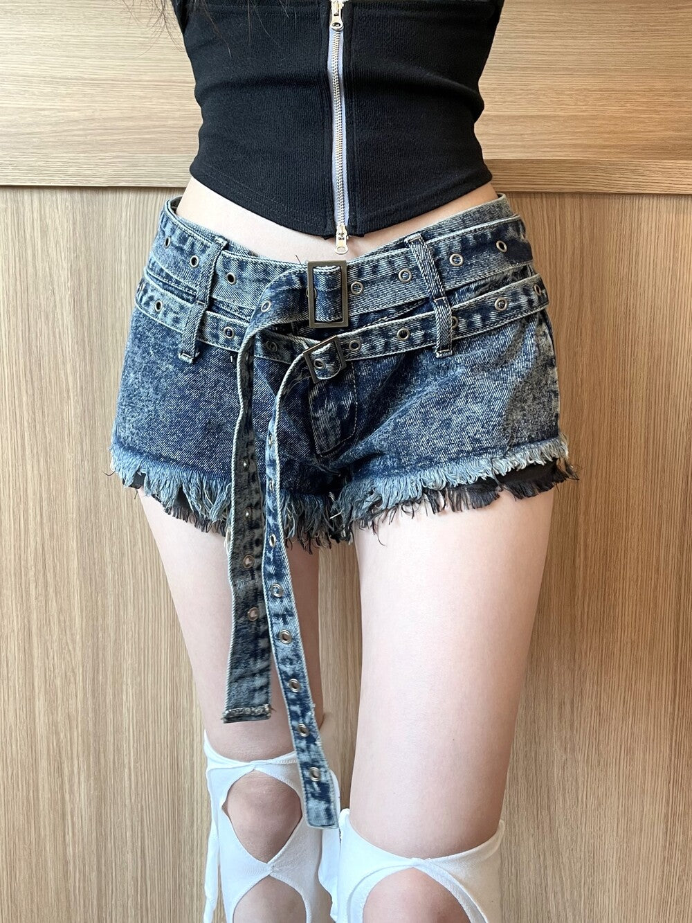 [Aespa Ningning] 874. Double belt denim short pt