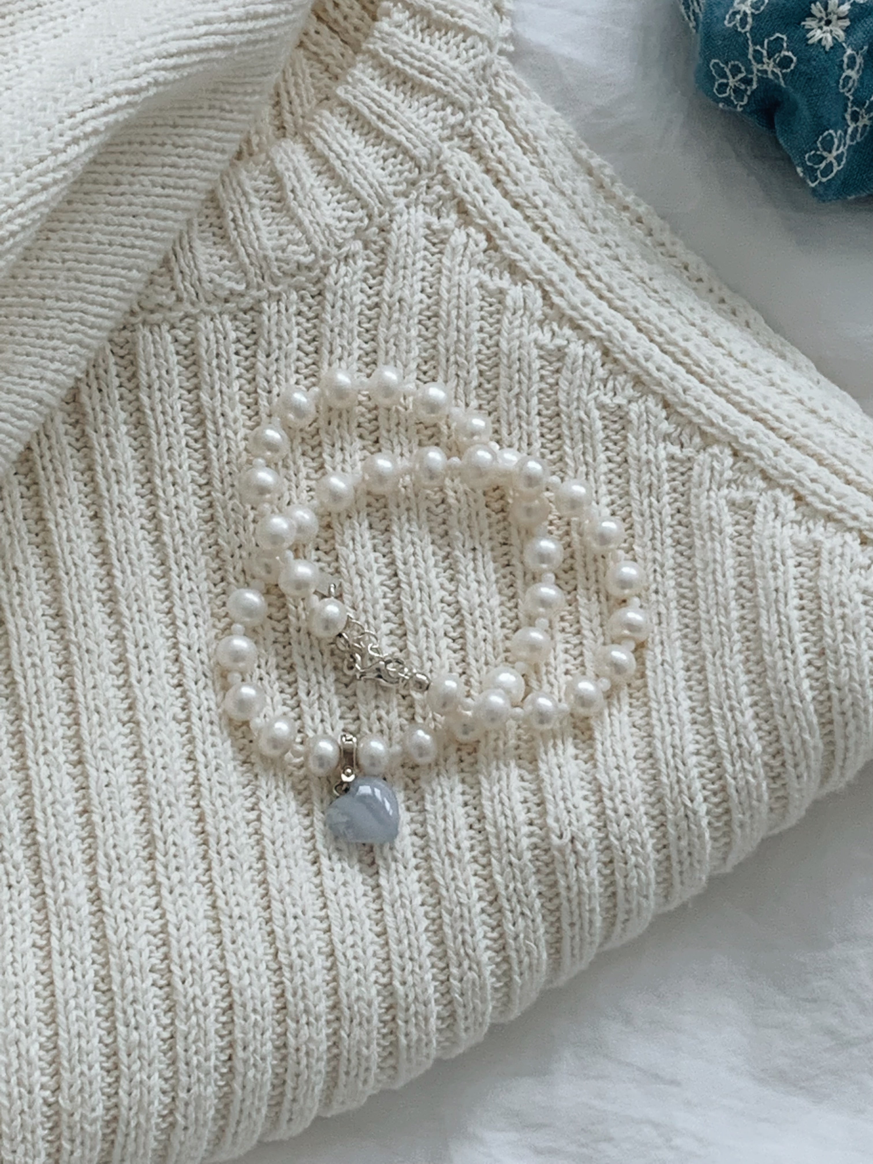 [925silver] Heidi's pearl heart necklace