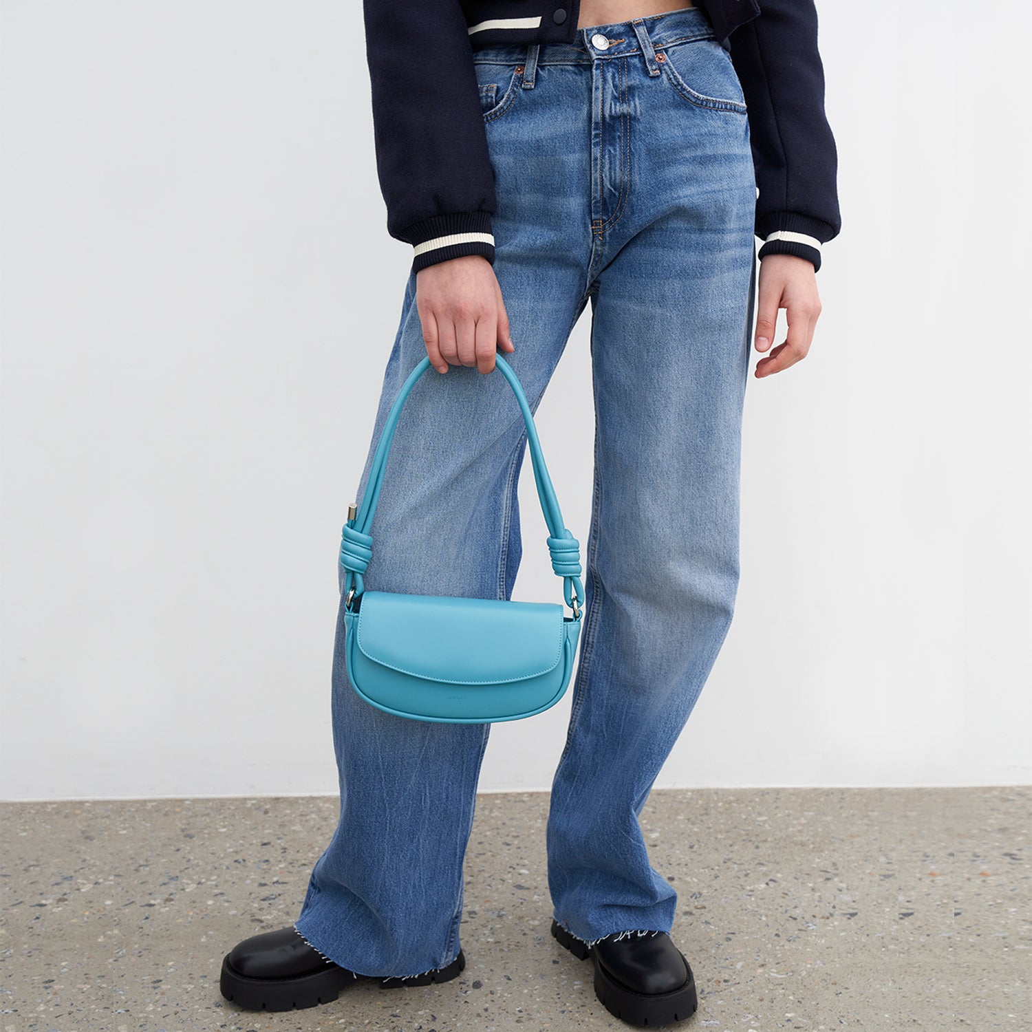 KNOTTED FLAP BAG_AQUA