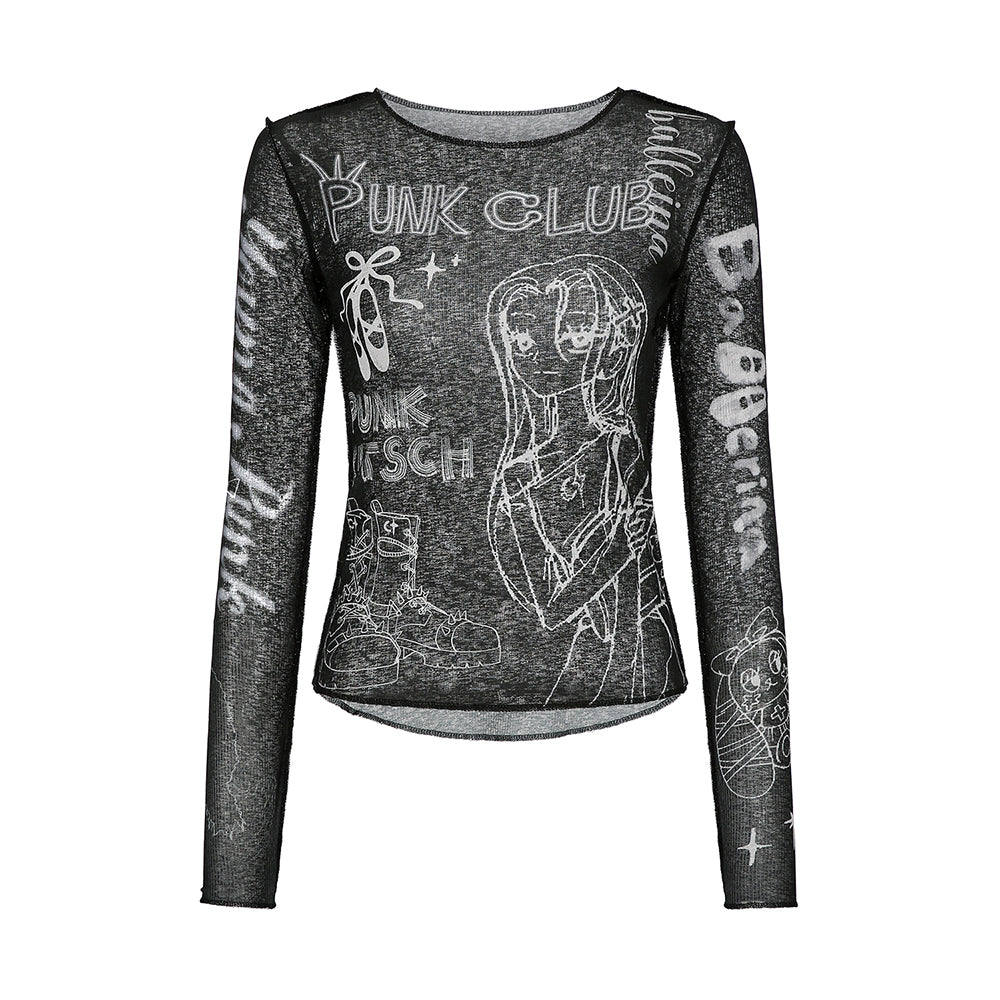 0 5 punk club ballerina top - BLACK