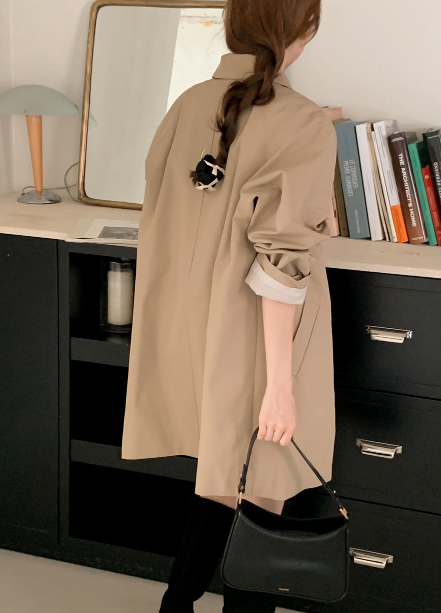 French Single Half Trench Coat (3color)